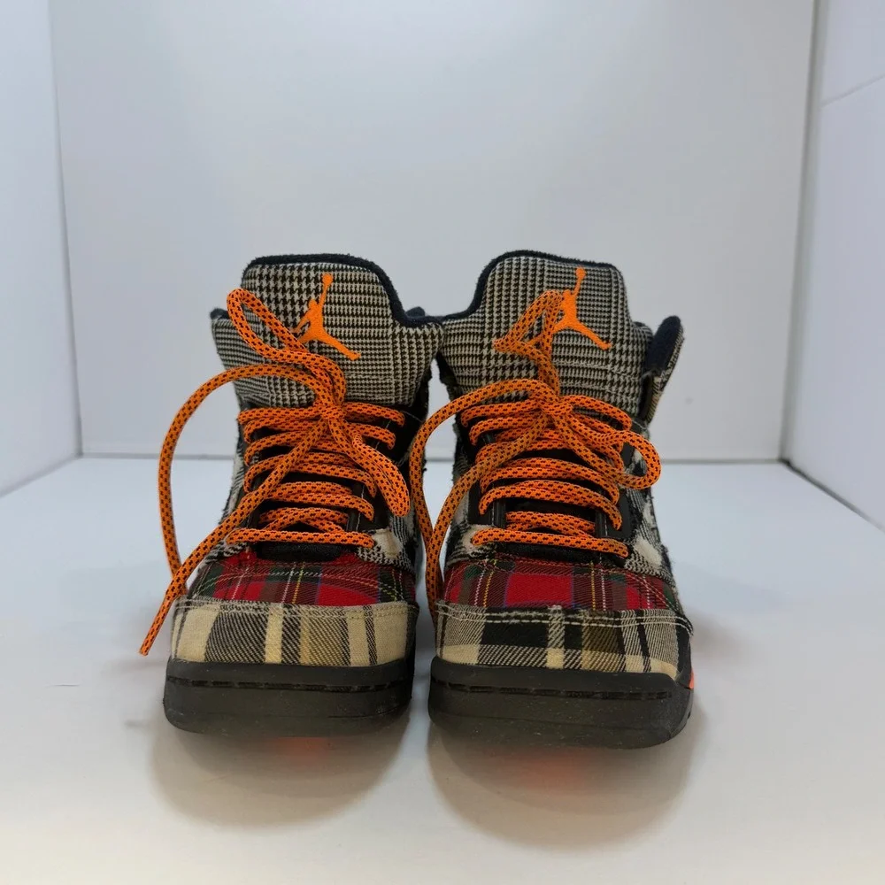Jordan 5 Retro SE Plaid GS Kids Shoes Multi-Color Total Orange 1Y